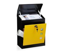 Relaxdays 10020775_359 Boîte aux Lettres Murale Grande XL pour Paquet avec clapet sécurité avec clés HxlxP: 53 x 43,5 x 26 cm, Noir-Jaune