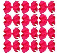 Large Boutique Nœuds à cheveux 15,2 cm pour pom-pom girl avec pinces crocodiles (rose vif)