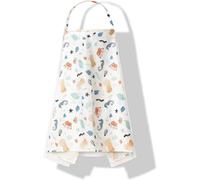 Large Breathable Nursing Cover,Soft Nursing Cover For Total Privacy And Full Breastfeeding Protection(White Ocean)
