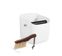 large capacity, Espresso Knock Box 1,2 L (15 tasses) avec brosse de nettoyage et barre de frappe amovible,knock box(White Set)