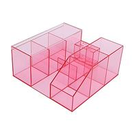 Large Capacity Eyelash Grafting Nail Art Tool Storage Box Case Organizer (Pink Transparent)