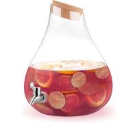 Large Capacity Juice Jar with Wooden Stopper and Faucet Transparent Glass Soaking Jar Cold Water Kettle Beverage Jar