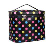 Large Capacity Makeup Bag, Square Handle Cosmetic Bag, Colorful Dots Makeup Bag, Makeup Organizer with Dividers, Zipper Pouch Makeup Case, Travel Makeup Organizer, Cosmetic Bag with Compartments