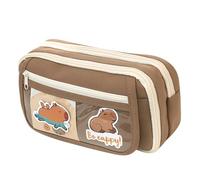 Large Capacity Pen Case, Cute Capybara Stationery Pouch, Portable Zipper Pencil Organizer, Portable Pencil Organizer 22 x 13cm/8.66 x 5.12" for Pencils, Pens, Erasers (Green, Black, Coffee, Creamy)