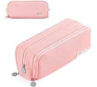 Large Capacity School Pencil Case With 3 Compartments, Office Makeup Bag For Boys Girls Students Stationery Organizer