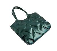 Large Capacity Shopper Bag For Women Winter Feather Down Handbag Fashion Quilted Shoulder Gold Female Big Tote(Green feather bag)