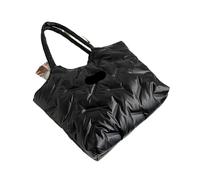 Large Capacity Shopper Bag For Women Winter Feather Down Handbag Fashion Quilted Shoulder Gold Female Big Tote(Black feather bag)