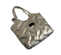 Large Capacity Shopper Bag For Women Winter Feather Down Handbag Fashion Quilted Shoulder Gold Female Big Tote(Gold feather bag)