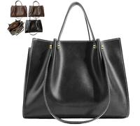 Large Capacity Slouchy Work Tote Bag with Zipper, Retro Women's PU Leather Tote, Modern Simple Fashion Work Cross Bag with Zipper (Black-1)
