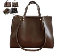 Large Capacity Slouchy Work Tote Bag with Zipper, Retro Women's PU Leather Tote, Modern Simple Fashion Work Cross Bag with Zipper (Coffee-1)