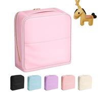 Large Capacity Travel Makeup Bag for Women, Waterproof PU Leather Cosmetic Organizer with Compartments, Standing Toiletry Bag with Handle for Daily Storage and Weekend Getaway (Pink)