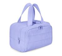 Large Capacity Wide-Open Travel Cosmetic Bag, 4-in-1 Puffy Multi-Functional Humidity Travel Cosmetic Bag, Waterproof Portable Pouch Open Flat Toiletry Bags for Women (Purple)