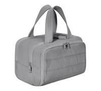 Large Capacity Wide-Open Travel Cosmetic Bag, 4-in-1 Puffy Multi-Functional Humidity Travel Cosmetic Bag, Waterproof Portable Pouch Open Flat Toiletry Bags for Women (Gray)