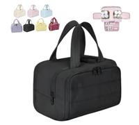 Large Capacity Wide-Open Travel Cosmetic Bag, Cureaway Travel Cosmetic Bag, Multi-Functional Waterproof Toiletry Organizer, Lightweight Large 4 Compartments, Separate Wet and Dry Areas (Black)