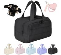 Large Capacity Wide-Open Travel Cosmetic Bag,Hanging Makeup Bag Travel Cosmetic Bag (Black)