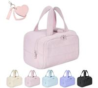 Large Capacity Wide-Open Travel Cosmetic Bag,Hanging Makeup Bag Travel Cosmetic Bag (Pink)