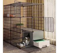 Large Cat Cage Collapsible Metal Pet Cage with Litter Box, Hammock, Cat Nest, Ladder, & Litter Box, Suitable for Kittens,Puppies,Ferrets(75 * 95 * 109cm)