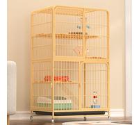 Large Cat Cage Enclosure - Outdoor/Indoor Cats with Super Large Entry Door, Spacious Design on Wheels, Multi-Feature Cat Condo with Pull-Out Tray for Easy Cleaning(Gold,85 * 61 * 147cm)