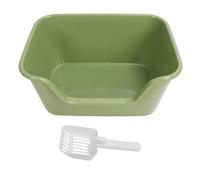 Large Cat Litter Box, Scatter Scoop High Sides Anti Splashing Easy to Clean Simple Look Open Cat Litter Box for Large Cats (Green)