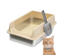 Large Cat Litter Box, Semi Enclosed Litter Boxes, Kitten Toilet, Pet Supplies Pan with Scoop, Indoor Apartment Home Farmhouse Balcony Patio Backyard, Easy Clean Durable Design