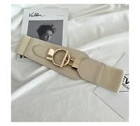 Large Ceinture Corset Boucle dorée Ceinture en Nylon pour Femme Beige Noir Manteau Robe Taille Ceintures élastique Femme Ceinture (B, Taille Unique)