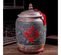 Large Ceramic Rice Dispenser, Airtight Food Storage Jar With Lid, Flour And Grain Storage Bucket, Decorative Kitchen Countertop Organizer For Beans, Oats, Coffee, Sugar(15kg)