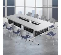 Large Conference Table 6pack for 2-24 People Rectangle Folding Conference Room Desk 91° Flip Top Meeting Seminar Desk with Caster Wheels for Office Meeting Class Room