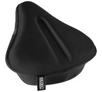 Large Coussin de siège de vélo d'exercice [WIDE SOFT PAD] - Housse de selle de vélo la plus confortable pour femmes et hommes - Convient aux vélos cruiser et stationnaires, intérieur Cyclisme,rotatifs, noir