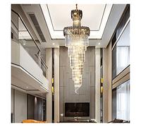 Large Crystal Chandelie for Staircase Spiral Design Modern Chandeliers Lighting Hallway Lobby Fixtures Home Decor Lamps Modern LED Chandelier (Smokygraycoldwhite Dia60xH180CM)