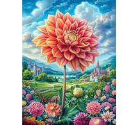 Large Dahlia dans Une Prairie Fleurie Puzzle 500 Pièces pour Adultes Challenge Educa Jeu De Réflexion Famille Relaxation Artistique Qualité Supérieure Décoration 500 PCS