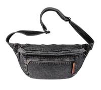 Large Denim Waist Bag for Women with Adjustable Strap (Black)