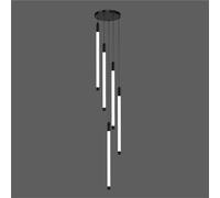 Large Entryway Foyer Staircase, High Ceilings, Long Tube Hanging Black Farmhouse Linear Chandelier for Living Room, Dining Table, Hall (12 Lights)(Black,5 Light