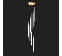 Large Entryway Foyer Staircase, High Ceilings, Long Tube Hanging Light, Black Farmhouse Linear Chandelier for Living Room, Dining Table, Hall (12 Lights)(D,8 Lights)