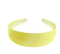 Large et plat très solide 4 cm uni simple vierge satin DIY chapellerie grand bibi long épais accessoires cheveux bandeau artisanat Alice Band femme (citron)