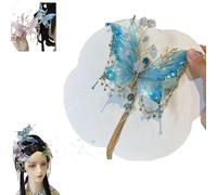 Large Fairy Wing Hair Clips,Butterfly Tears Tassel Hair Clip, Butterfly Beaded Design Hairs Claws for Hairstyles (Blue)