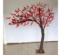Large Freestanding Fake Red Flower Tree, Realistic Artificial Plum Blossom Tall Floor Floral Ornament for Mall Boutique Restaurant Front Desk Decor(1M)