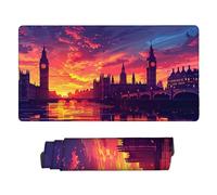 Large Game Tapis de Souris Big Ben à Londres avec Base en Caoutchouc Antidérapant Extended XXL Long Clavier Pad de Table Grand Tapis Souris, pour Personnel Bureau, Accessoires Gaming 120 x 60 cm k-583