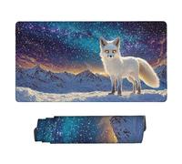 Large Game Tapis de Souris Le Renard Blanc avec Base en Caoutchouc Antidérapant Extended XXL Long Clavier Pad de Table Grand Tapis Souris, pour Personnel Bureau, Accessoires Gaming 120 x 60 cm k-11