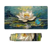 Large Game Tapis de Souris Lotus Blanc avec Base en Caoutchouc Antidérapant Extended XXL Long Clavier Pad de Table Grand Tapis Souris, pour Gamer, Personnel Bureau, Accessoires Gaming 90 x 40 cm k-15