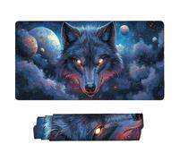 Large Game Tapis de Souris Planète Loup avec Base en Caoutchouc Antidérapant Extended XXL Long Clavier Pad de Table Grand Tapis Souris, pour Personnel Bureau, Accessoires Gaming 70 x 30 cm k-1051
