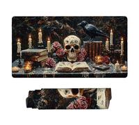 Large Game Tapis de Souris Skull Crow avec Base en Caoutchouc Antidérapant Extended XXL Long Clavier Pad de Table Grand Tapis Souris, pour Gamer, Personnel Bureau, Accessoires Gaming 50 x 25 cm k-550