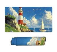 Large Game Tapis de Souris Voilier Phare avec Base en Caoutchouc Antidérapant Extended XXL Long Clavier Pad de Table Grand Tapis Souris, pour Personnel Bureau, Accessoires Gaming 80 x 40 cm k-135