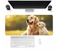 Large Gaming Mouse Mat Golden Retriever, Mouse Pad 1000x500mm, Computer Keyboard Mousepad Extended Desk Mat, Soft Smooth Surface and Anti-Slip Rubber Base for Office/Gaming