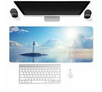 Large Gaming Mouse Mat Lighthouse Island, Mouse Pad 900x400mm, Computer Keyboard Mousepad Extended Desk Mat, Soft Smooth Surface and Anti-Slip Rubber Base for Office/Gaming