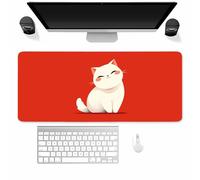 Large Gaming Mouse Mat Red Cat, Mouse Pad 1200x600mm, Computer Keyboard Mousepad Extended Desk Mat, Soft Smooth Surface and Anti-Slip Rubber Base for Office/Gaming