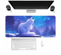 Large Gaming Mouse Mat Snowflake Cat, Mouse Pad 900x400mm, Computer Keyboard Mousepad Extended Desk Mat, Soft Smooth Surface and Anti-Slip Rubber Base for Office/Gaming
