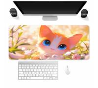 Large Gaming Mouse Mat Spring Cat, Mouse Pad 1200x600mm, Computer Keyboard Mousepad Extended Desk Mat, Soft Smooth Surface and Anti-Slip Rubber Base for Office/Gaming
