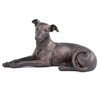 Large Greyhound Dog Painted Bronze Resin Sculpture - Pet Gifts Stand Out Home Decor L21cm