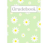 Large Grid Teacher Gradebook • Record, Attendance, Grade Book for Elementary, Middle, or High School Teachers • Large Print Squares (Green/Daisies): 8.5" x 11"