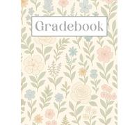 Large Grid Teacher Gradebook • Record, Attendance, Grade Book for Elementary, Middle, or High School Teachers • Large Print Squares (Pastel Floral): 8.5" x 11"